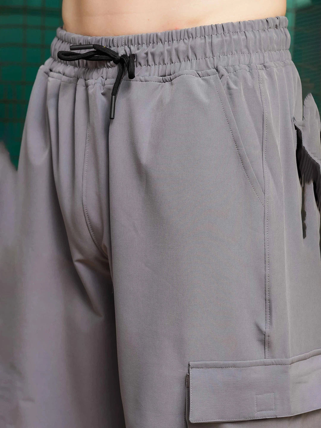 House Of Koala Baggy Fit Grey Parachute Cargo Trousers
