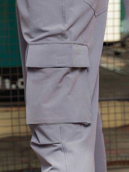 House Of Koala Baggy Fit Grey Parachute Cargo Trousers