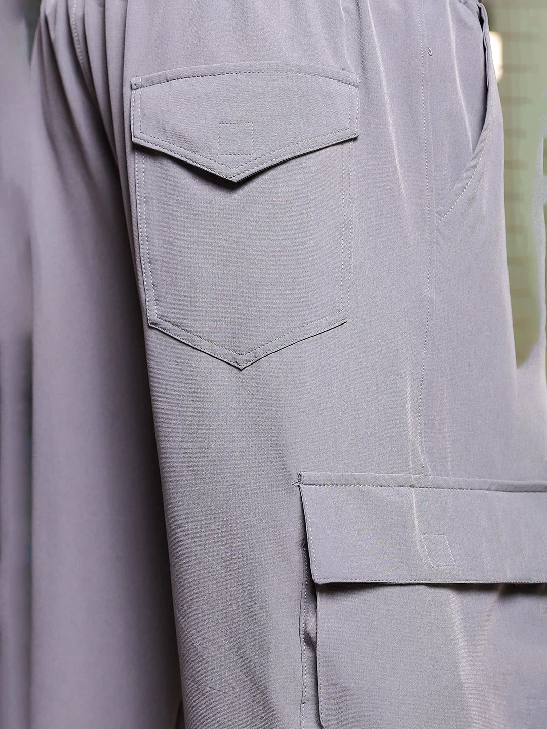 House Of Koala Baggy Fit Grey Parachute Cargo Trousers