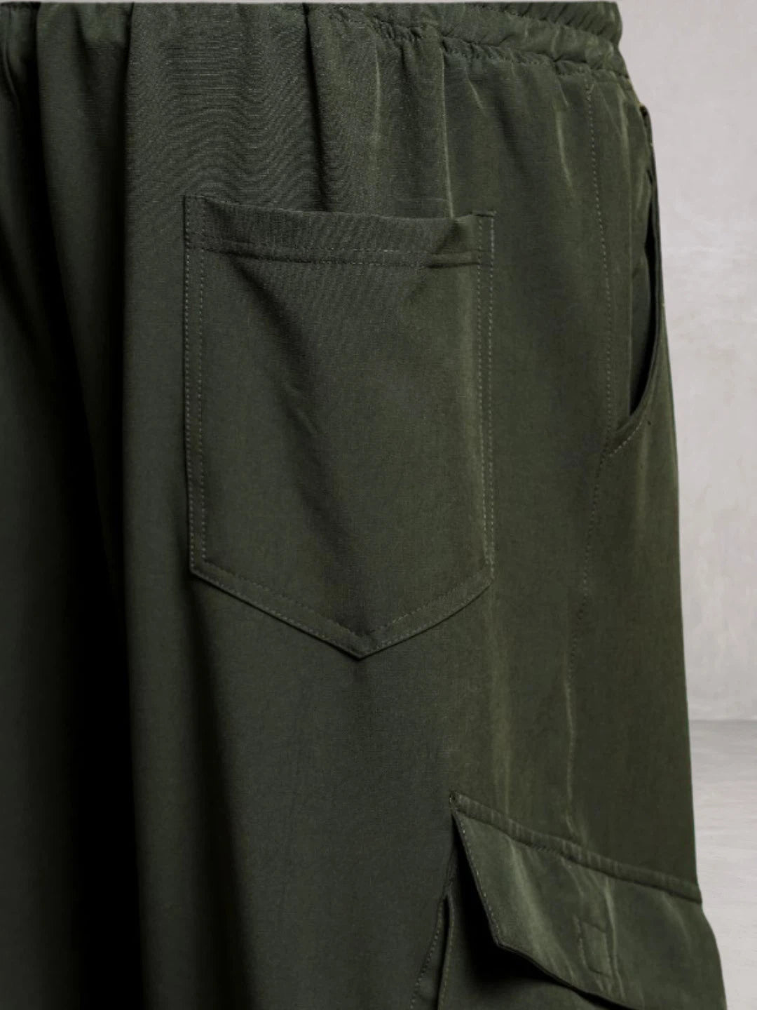 House Of Koala Olive Baggy Fit Parachute Cargo Trousers