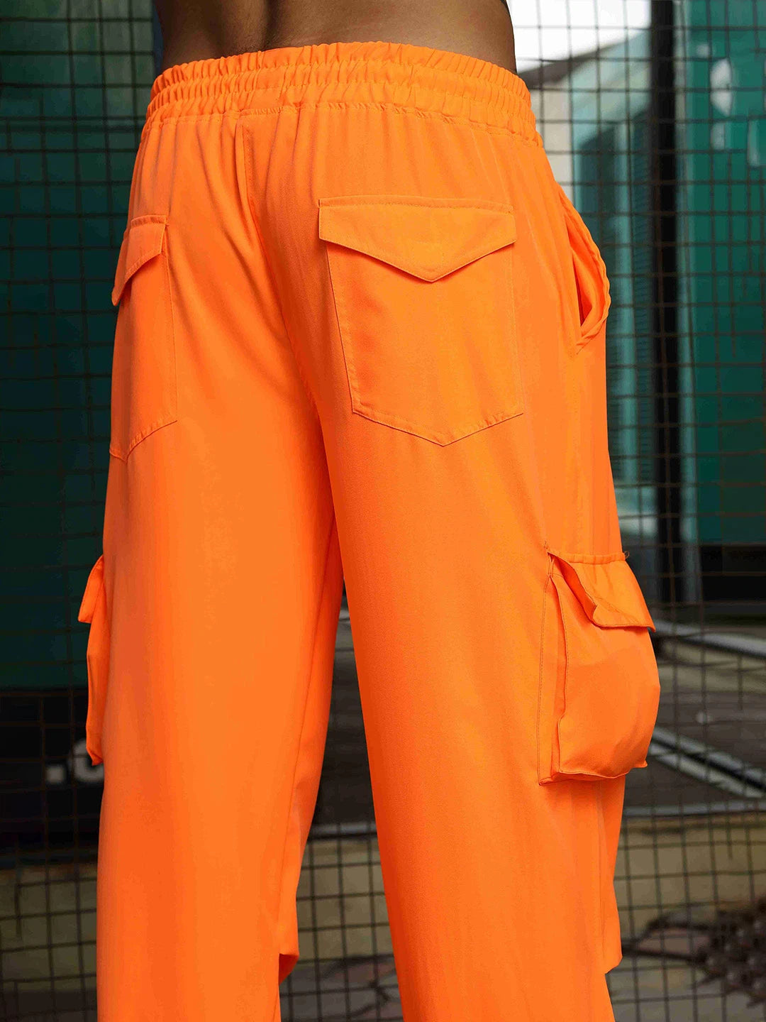 House Of Koala Baggy Fit Orange Parachute Cargo Trousers