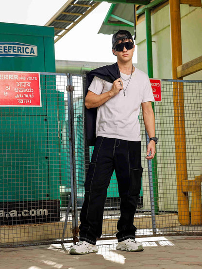 House Of Koala Baggy Fit Mid Rise Pure Cotton Cargos Trousers