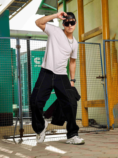 House Of Koala Baggy Fit Mid Rise Pure Cotton Cargos Trousers