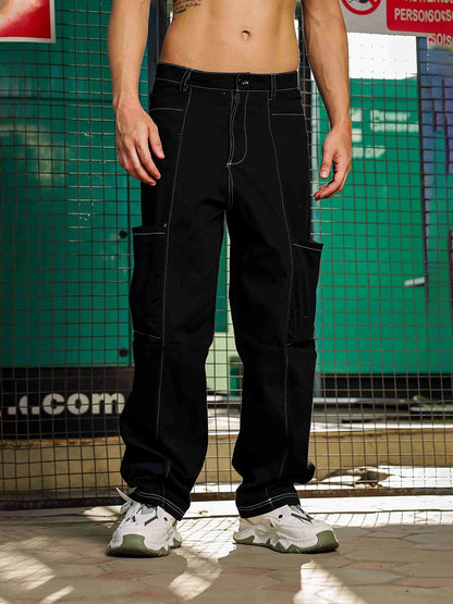 House Of Koala Baggy Fit Mid Rise Pure Cotton Cargos Trousers
