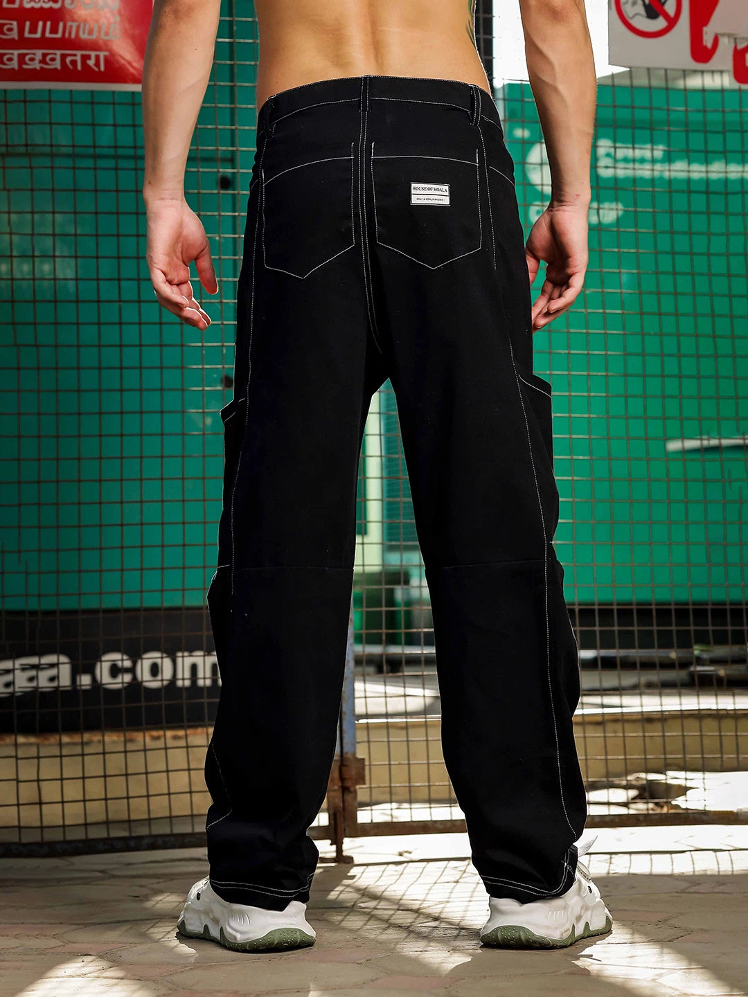 House Of Koala Baggy Fit Mid Rise Pure Cotton Cargos Trousers