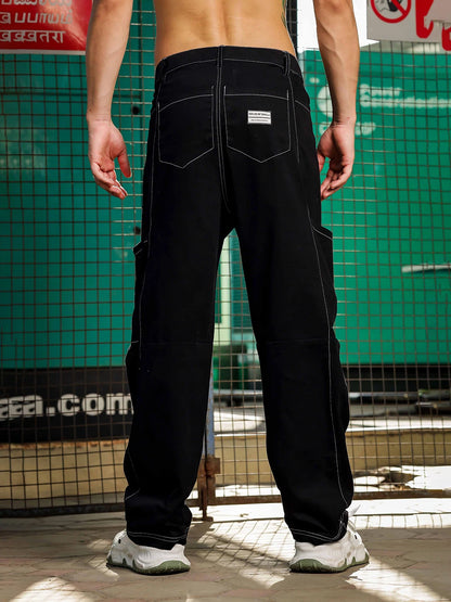 House Of Koala Baggy Fit Mid Rise Pure Cotton Cargos Trousers