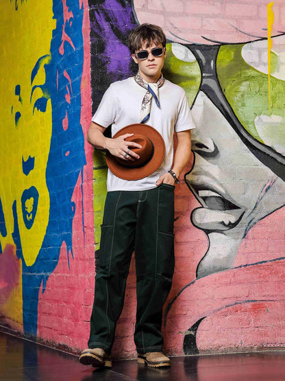 House Of Koala Oversized fit Green Baggy Cargo Trousers