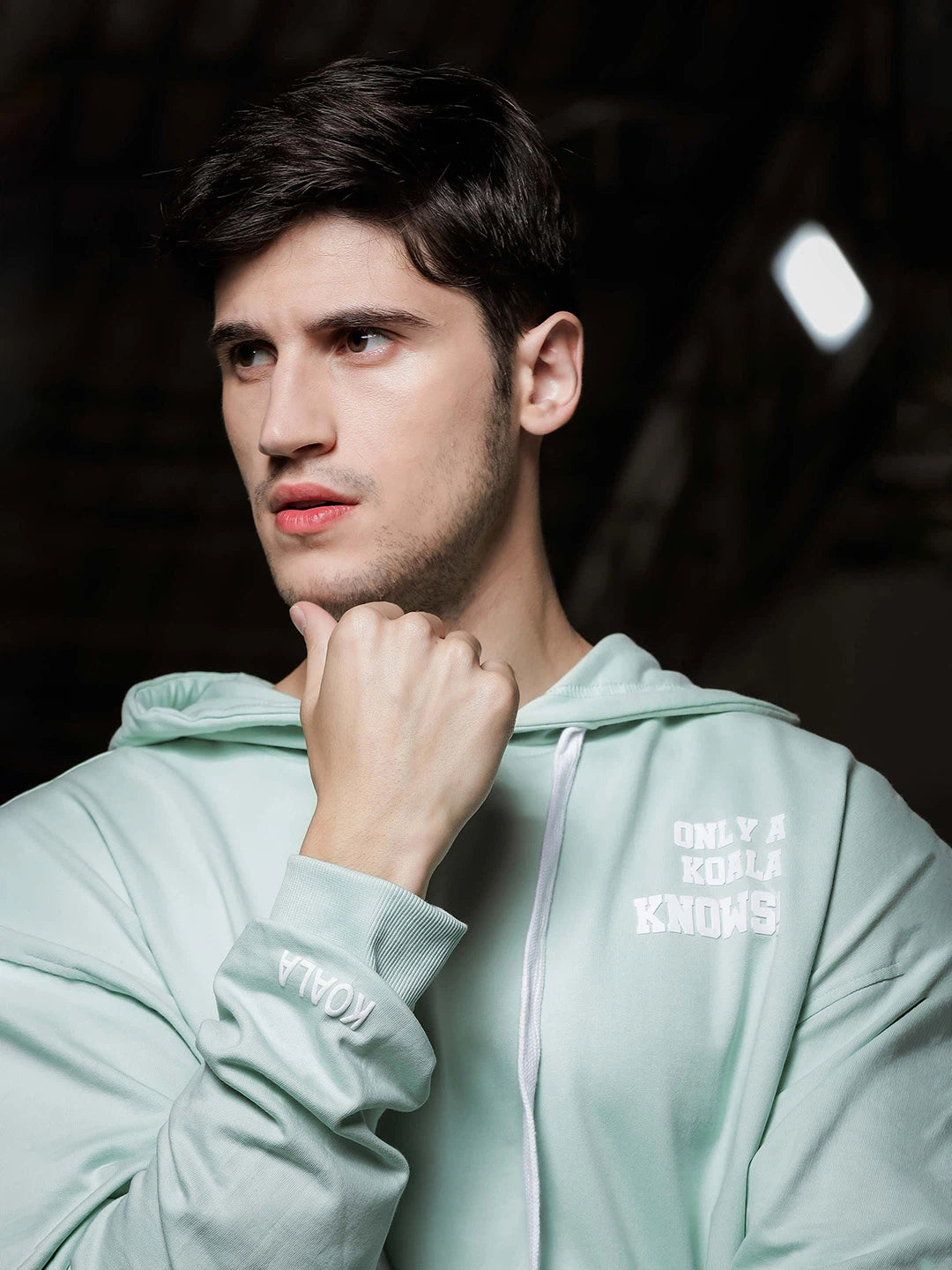 House Of Koala Relaxed Fit Mint Green Printed Hoodie