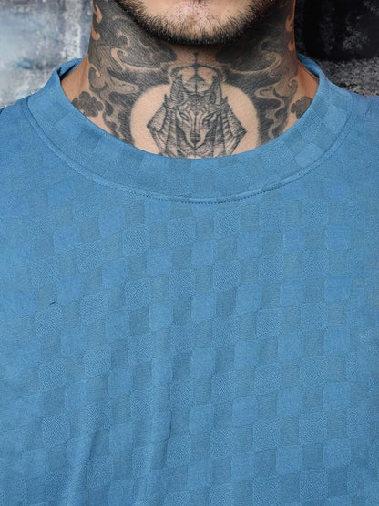House Of Koala Blue Textured Round Neck Oversized T-Shirt