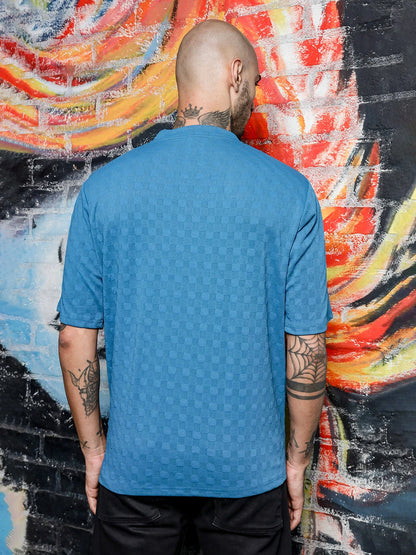 House Of Koala Blue Textured Round Neck Oversized T-Shirt
