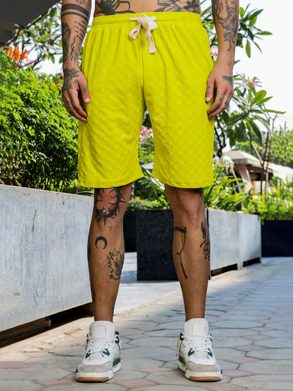 House Of Koala Lime Green Casual Wear Knitted All-Day Comfort Shorts