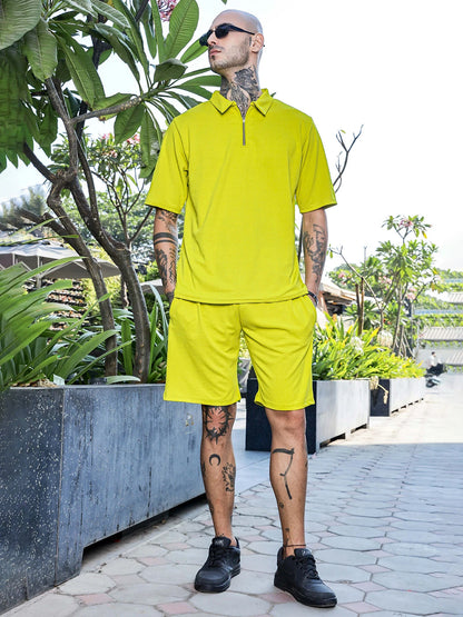 House Of Koala Lime Green Casual Wear Knitted All-Day Comfort Shorts