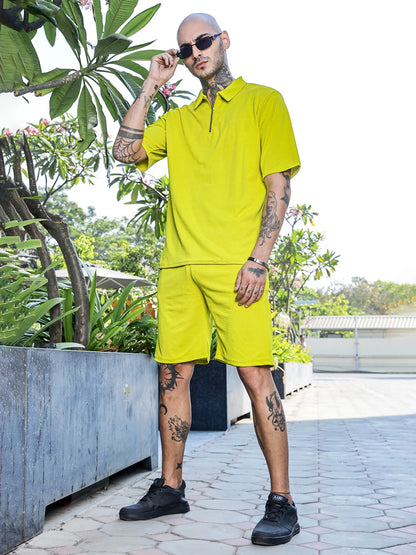 House Of Koala Lime Green Casual Wear Knitted All-Day Comfort Shorts