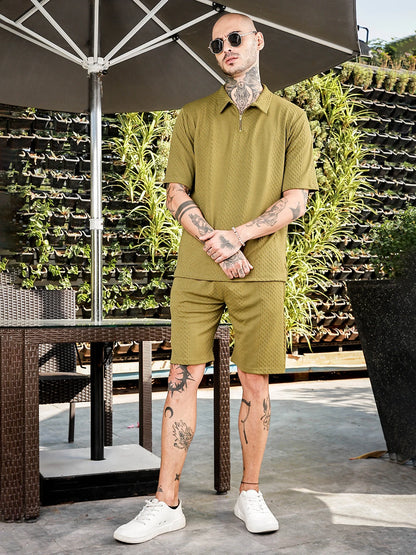 House Of Koala Olive Casual Wear Knitted All-Day Comfort Shorts