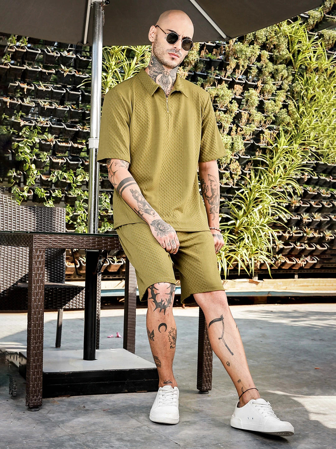 House Of Koala Olive Casual Wear Knitted All-Day Comfort Shorts