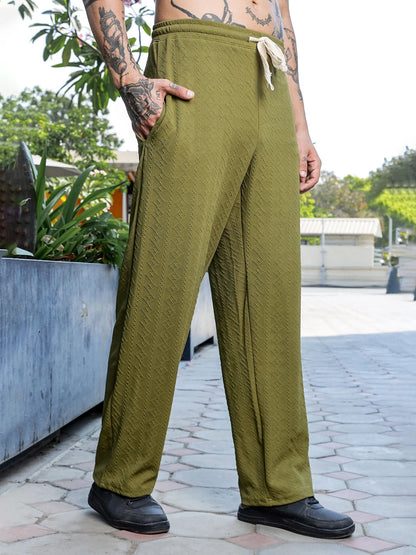 House Of Koala Olive Super Soft Textured Extra Baggy Korean Pant