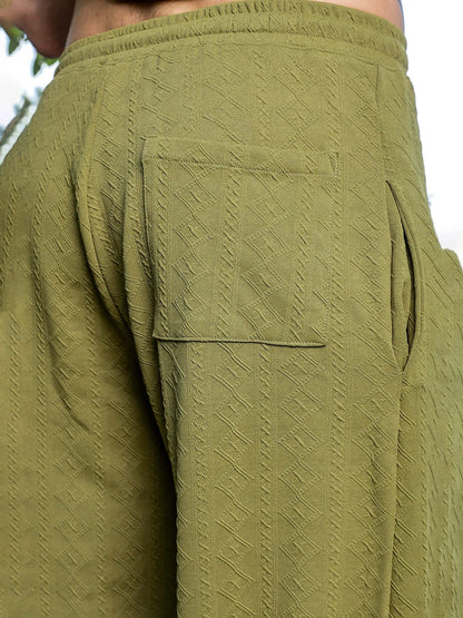 House Of Koala Olive Super Soft Textured Extra Baggy Korean Pant