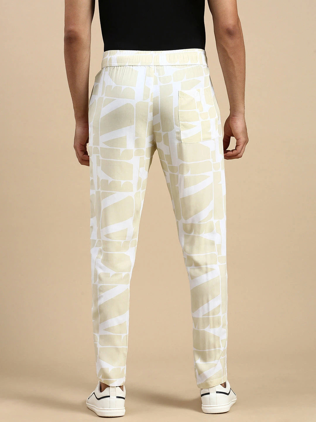 House Of Koala Relaxed Fit Beige Printed All Day Pants