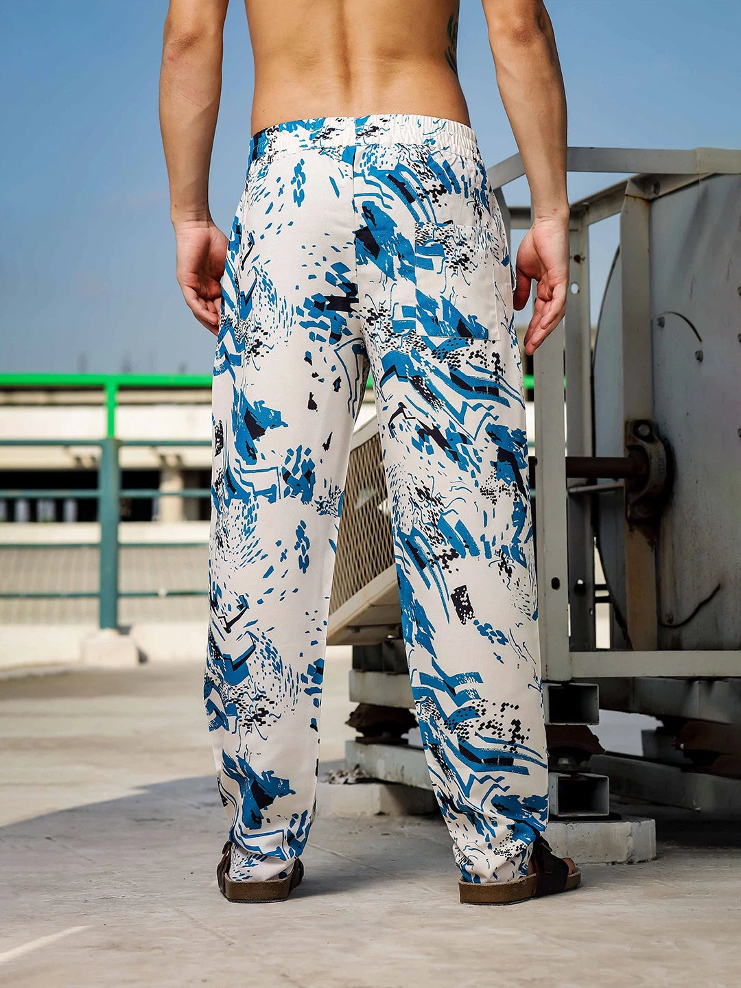 House Of Koala White Abstract Printed Relaxed Fit Printed All Day Pants