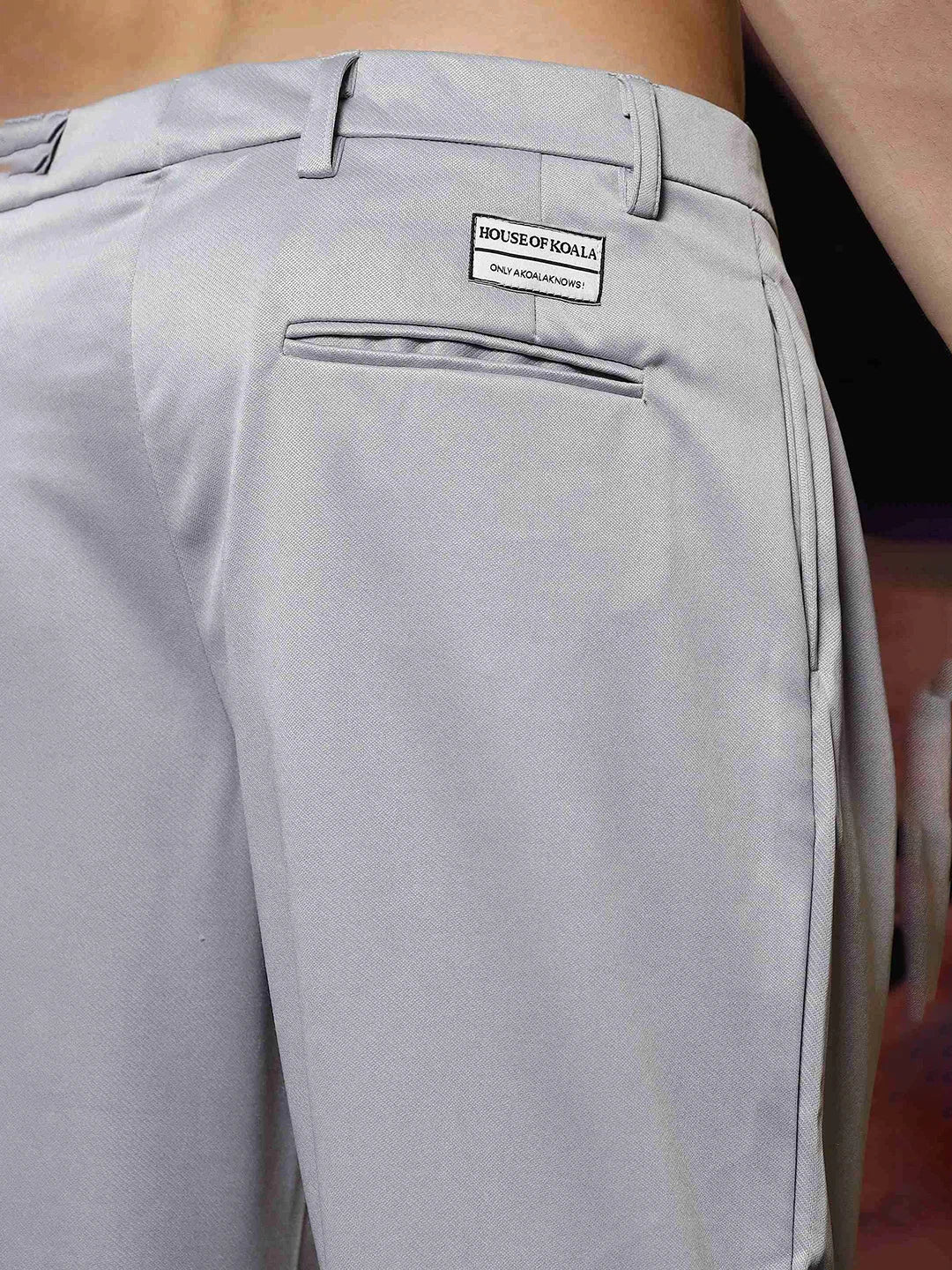 House Of Koala Grey Baggy fit Double Pleated Korean Trousers