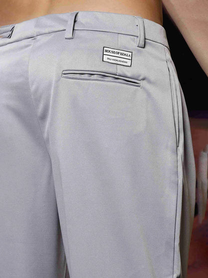 House Of Koala Grey Baggy fit Double Pleated Korean Trousers