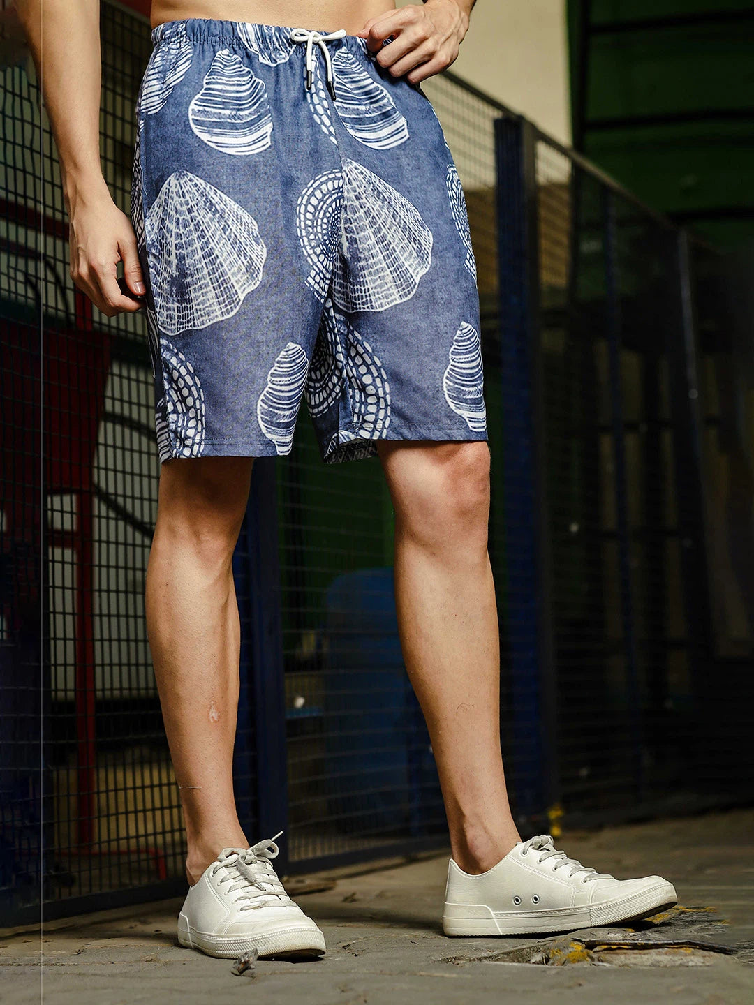 House Of Koala Blue Linen Blend Tropical Print Relaxed Fit Shorts