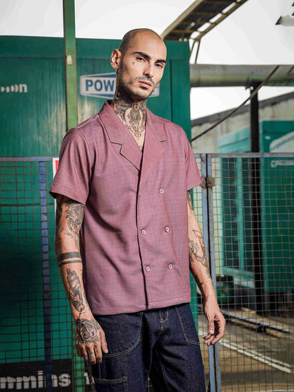 House Of Koala Lavender Korean Notched Lapel Collar Resort Shirt