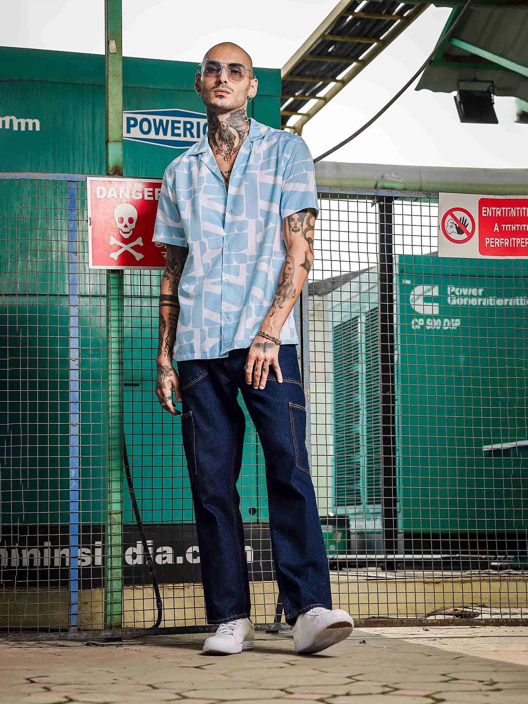 House Of Koala Blue Abstract Print Cuban Collar Relaxed Fit Resort Shirt