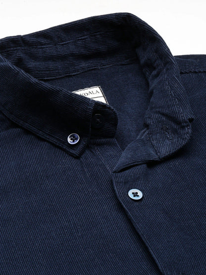 House Of Koala Relaxed Fit Navy Blue Corduroy Shirt