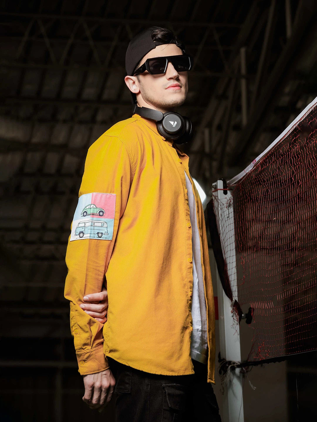 House Of Koala Relaxed Fit Yellow Appliqued Corduroy Shirt