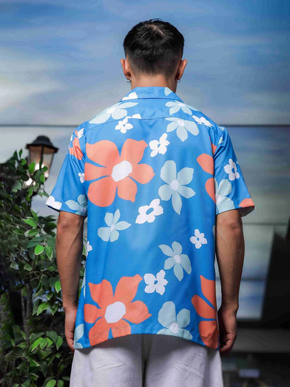 House Of Koala Blue Tropical Printed Cuban Collar Classic Relaxed Fit Resort Shirt