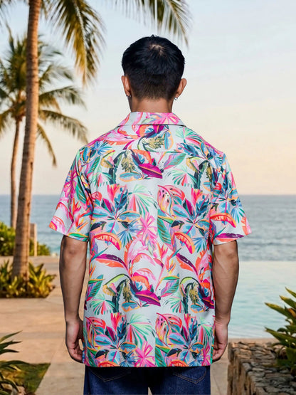 House Of Koala Abstract MCLR Print Cuban Collar Oversized Resort Shirt