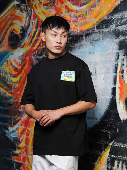 House Of Koala Black Oversized Fit Vintage Black T-Shirt
