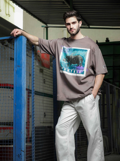 House Of Koala Grey Oversized Fit Streetwear T-Shirt