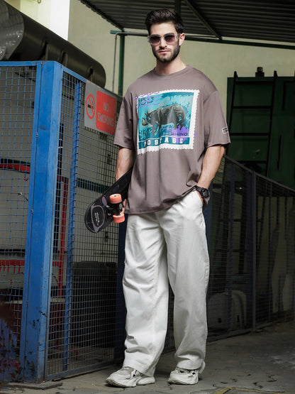 House Of Koala Grey Oversized Fit Streetwear T-Shirt