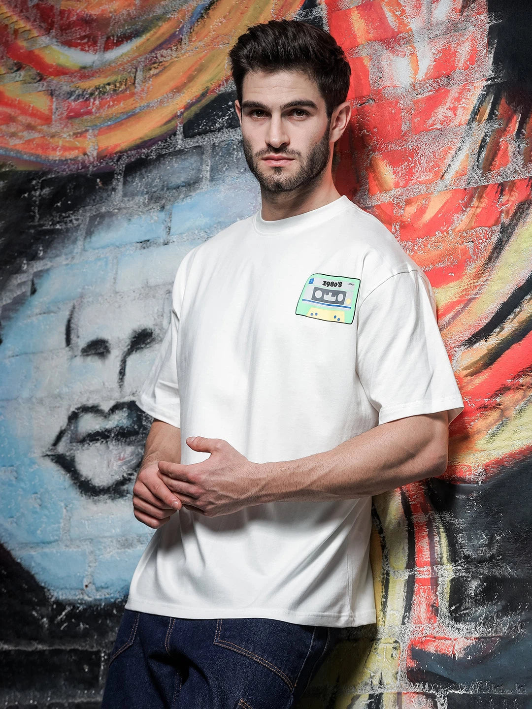 House Of Koala White Oversized Fit Vintage White T-Shirt