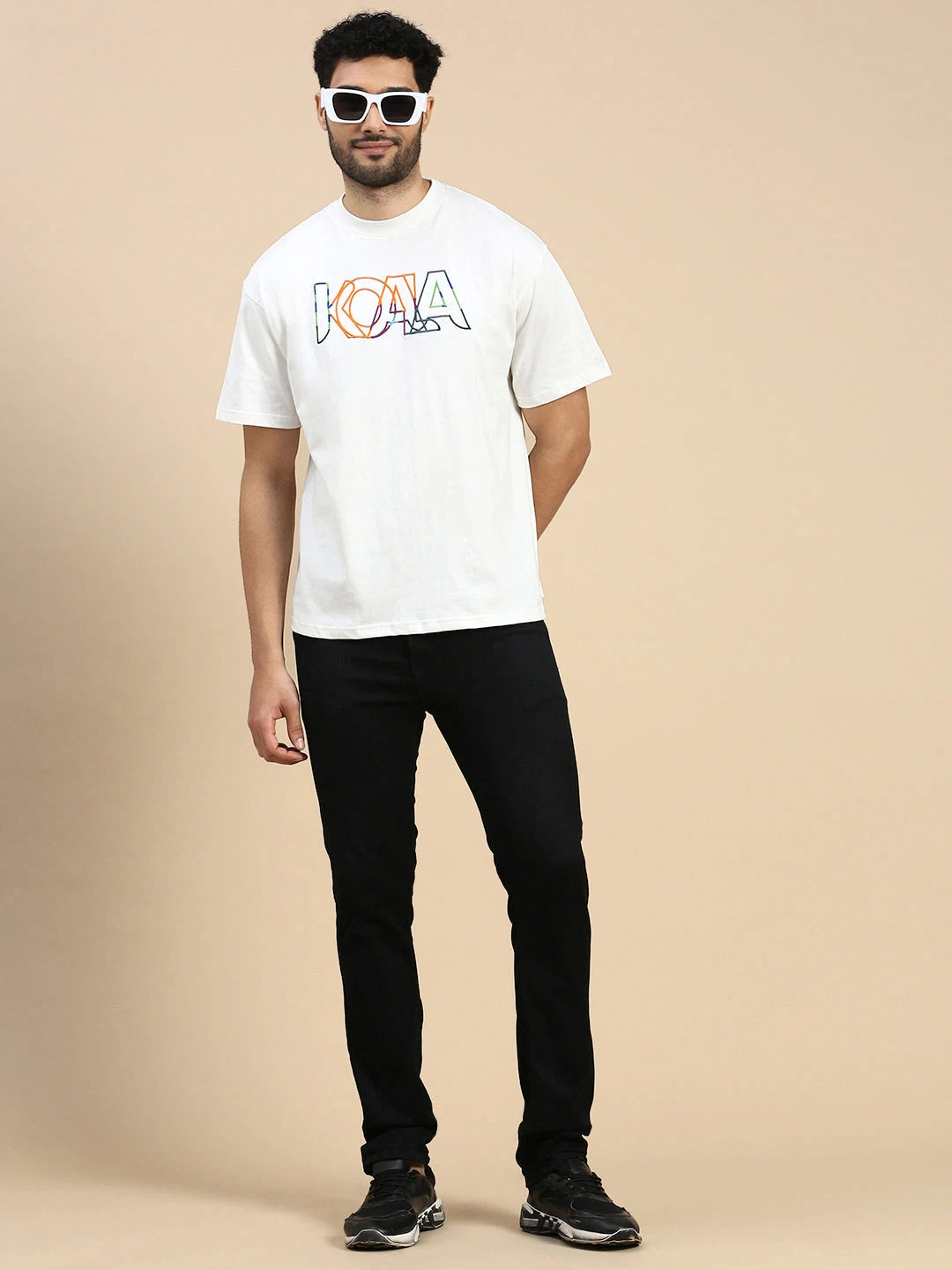 House Of Koala White Embroidered Logo Oversized Fit White T-Shirt