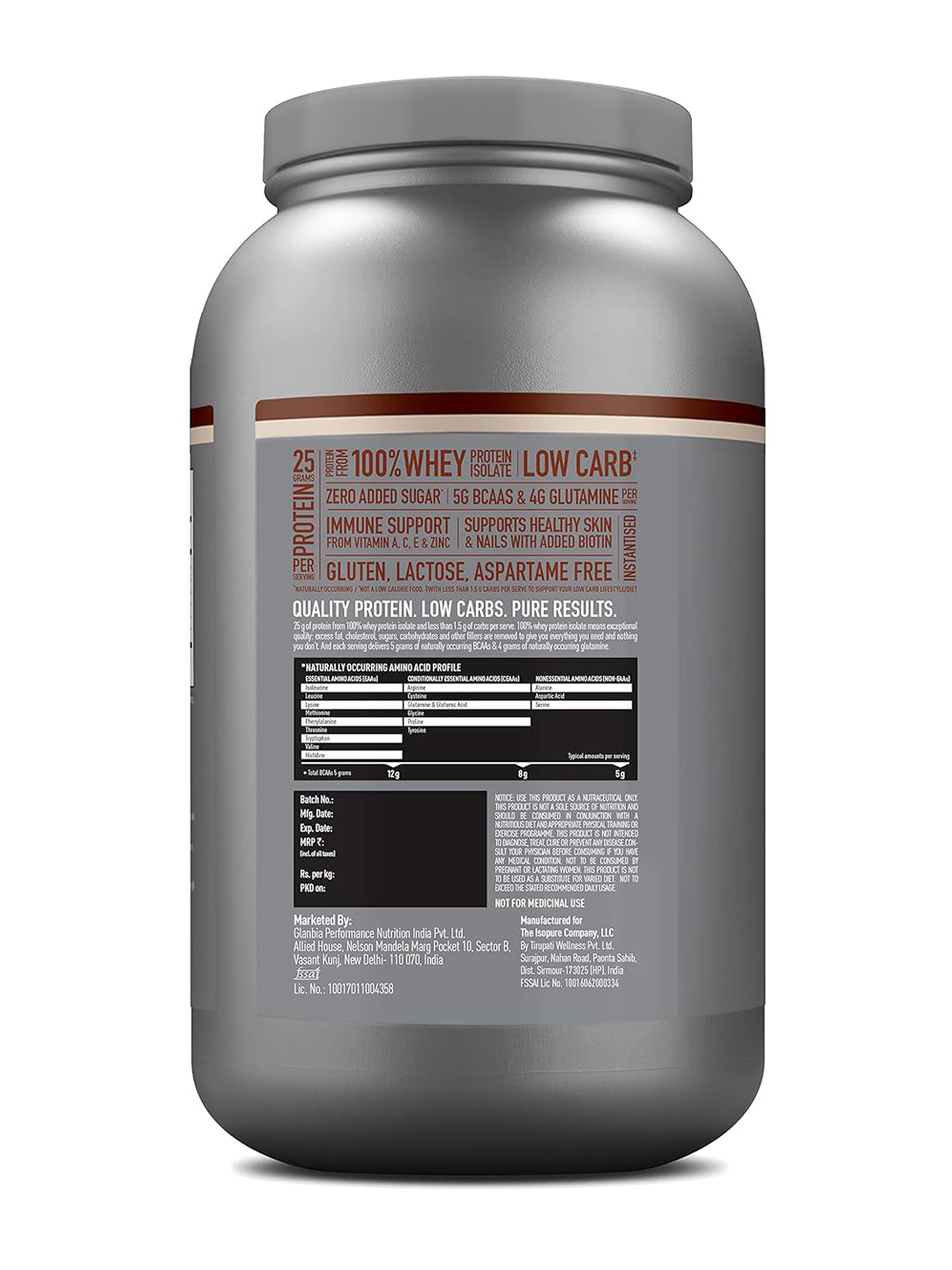 Isopure Low Carb Whey Protein Isolate Powder 2 kg