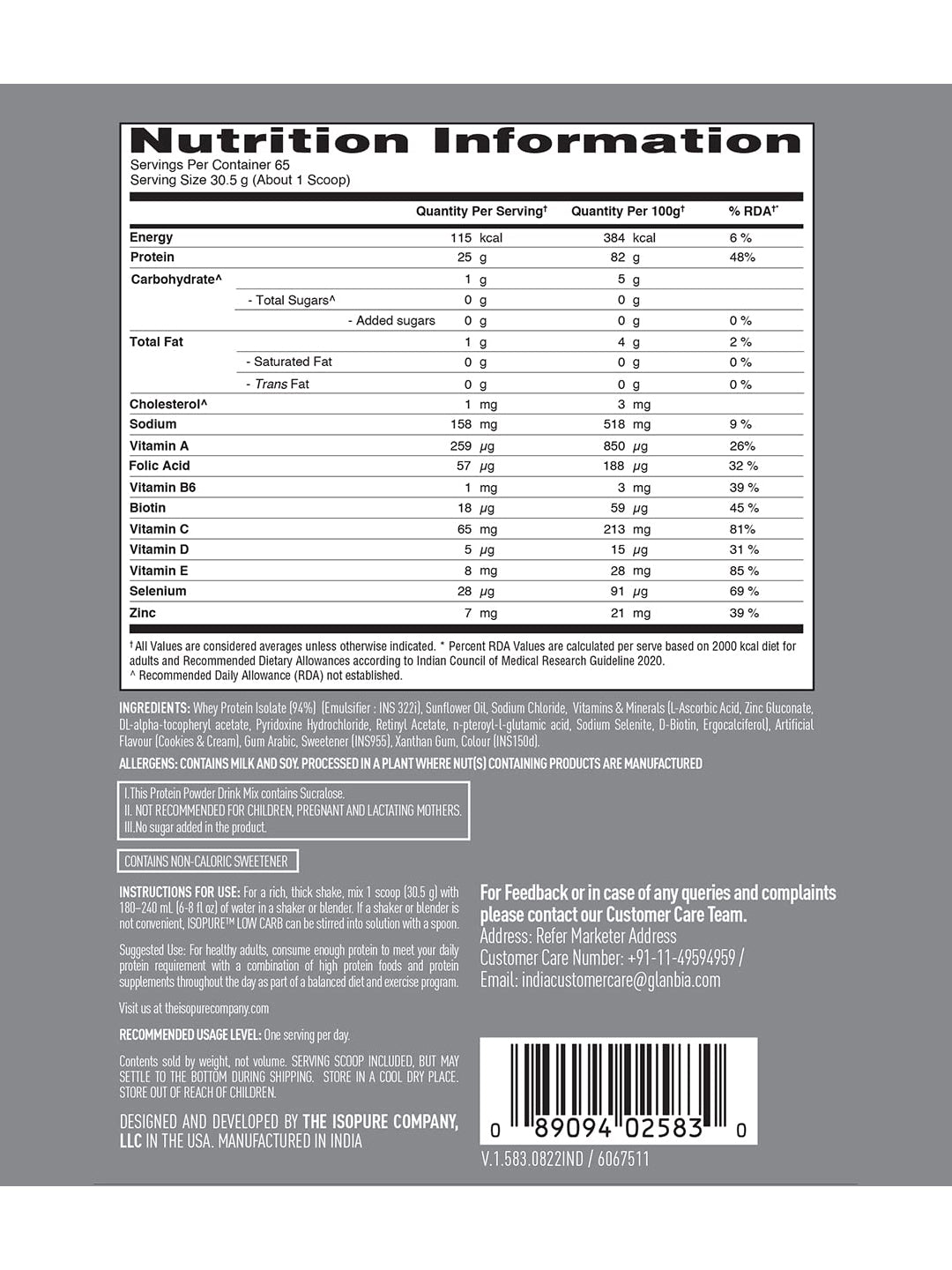 Isopure Low Carb Whey Protein Isolate Powder 2 kg