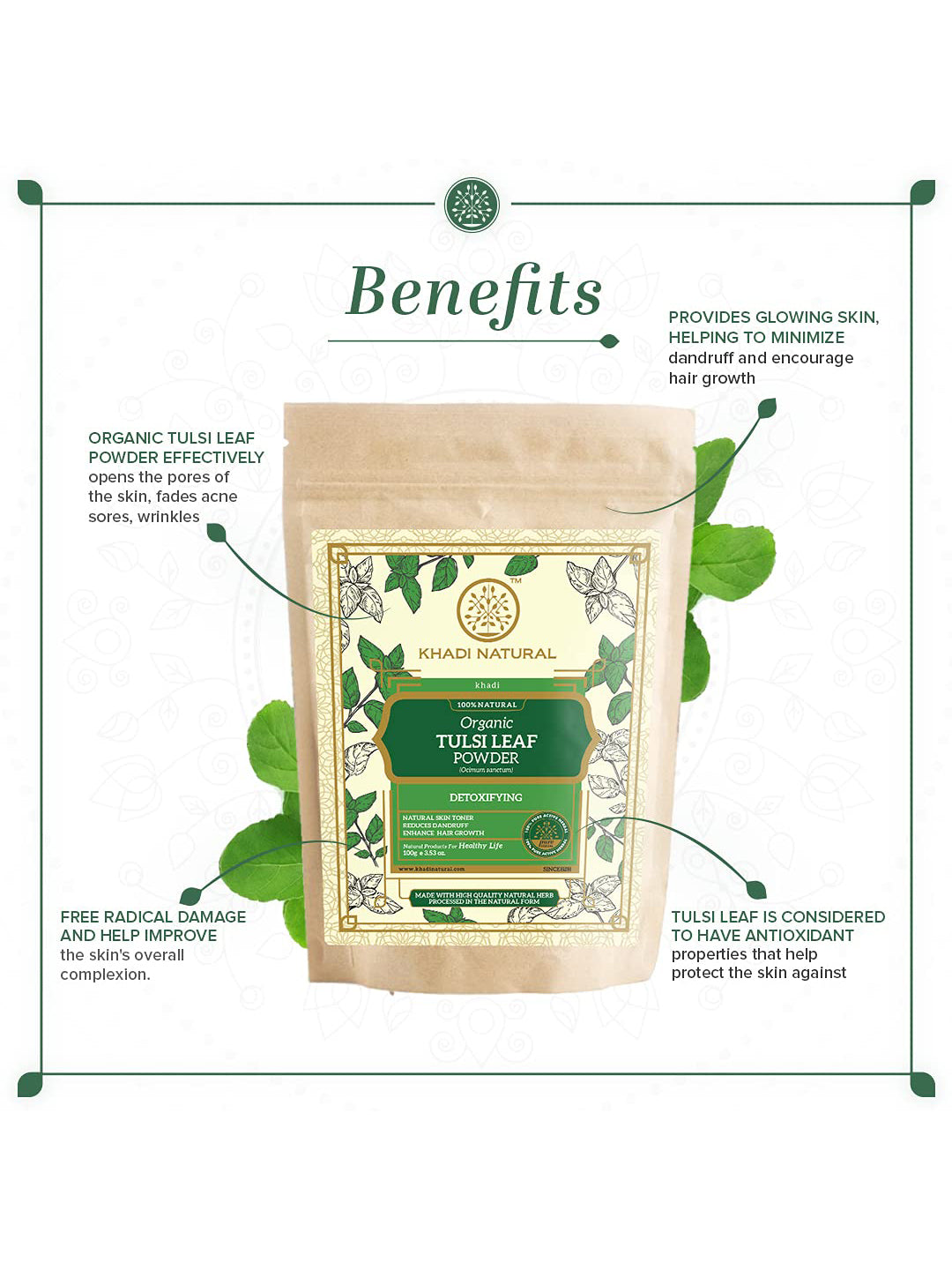 Khadi Natural Organic Tulsi Leaf Powder (100g)