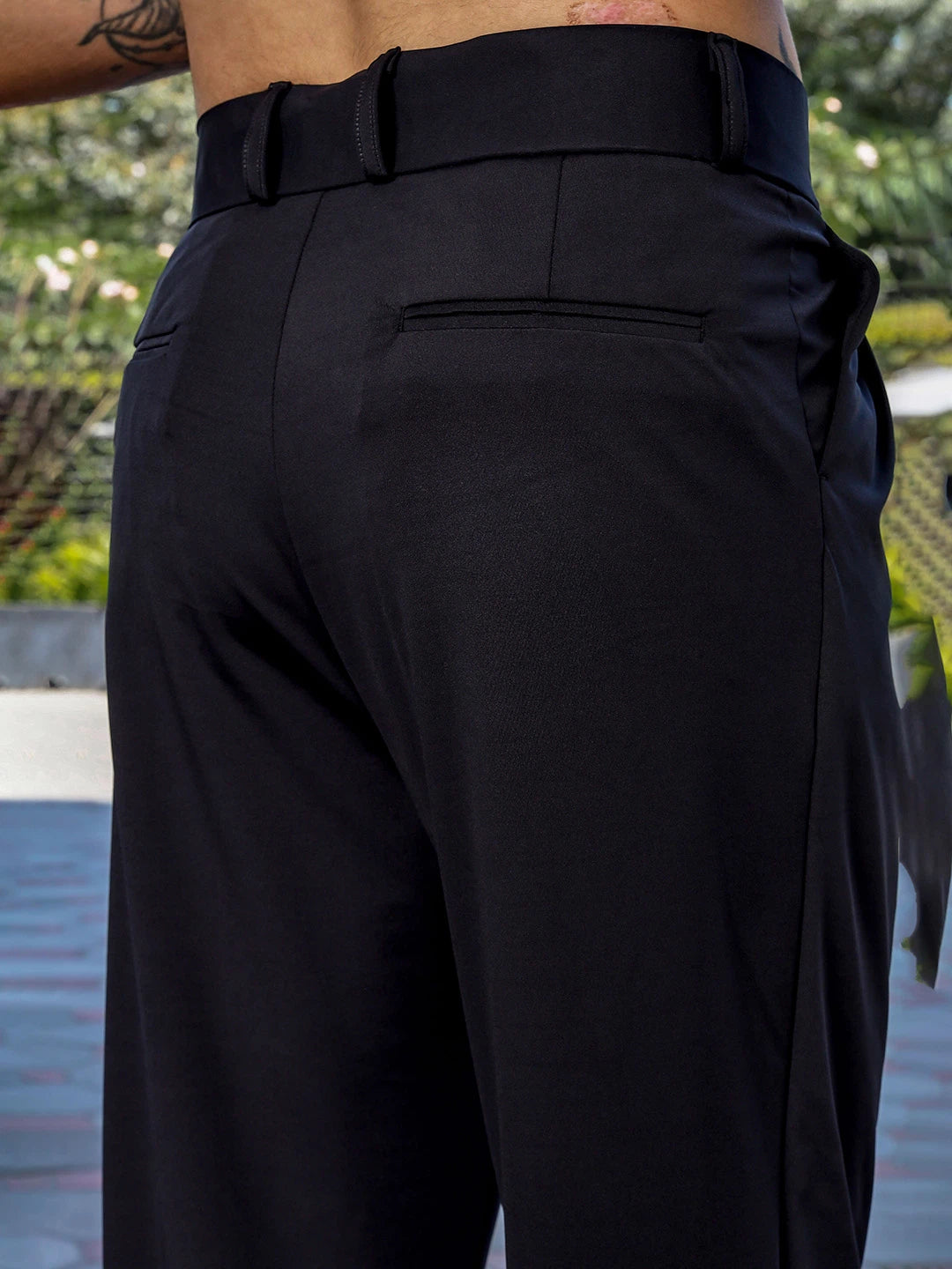 House Of Koala Black Baggy fit Street Savvy Double Pleated Korean Trousers