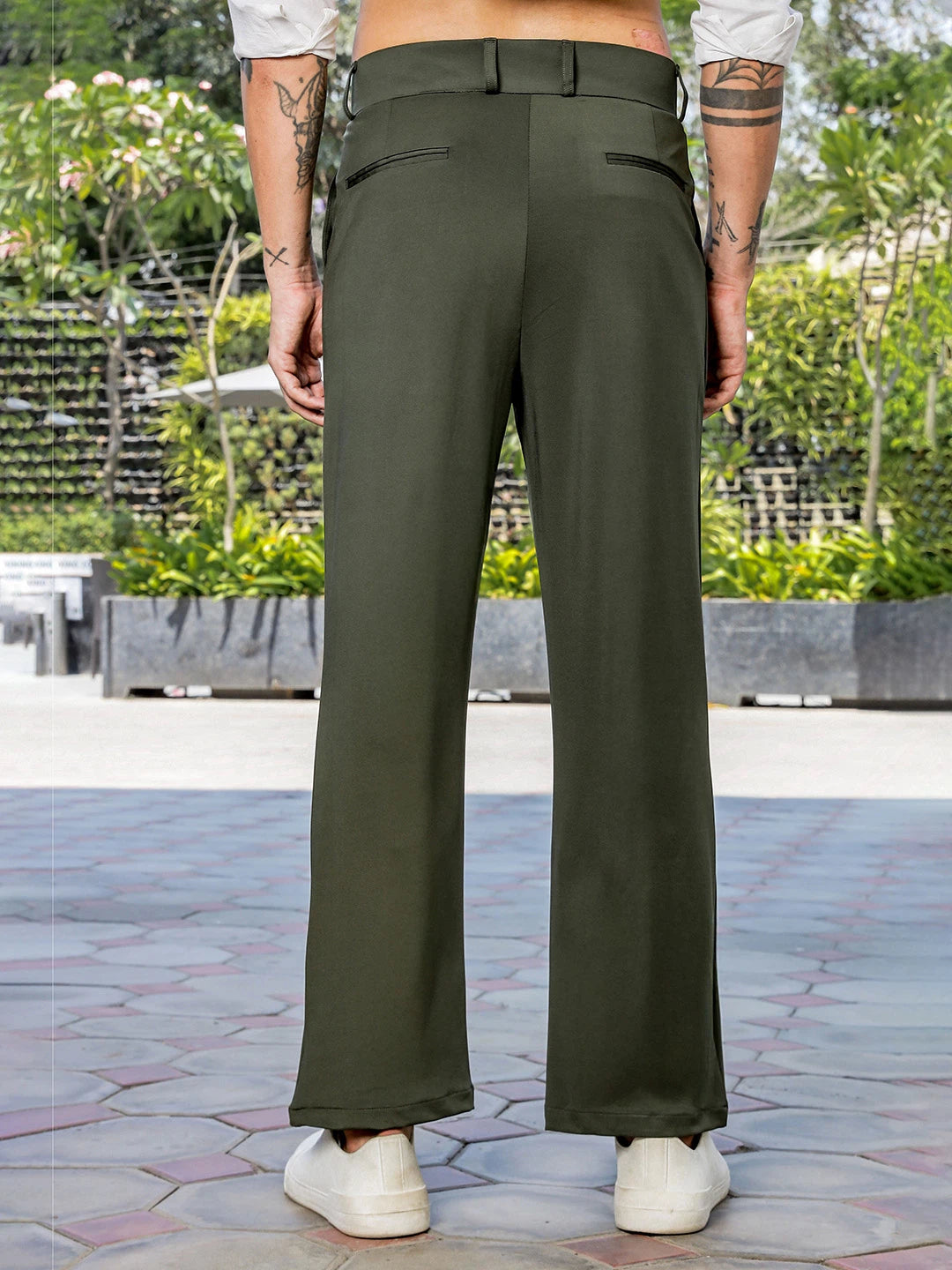 House Of Koala Olive Baggy fit Street Savvy Double Pleated Korean Trousers