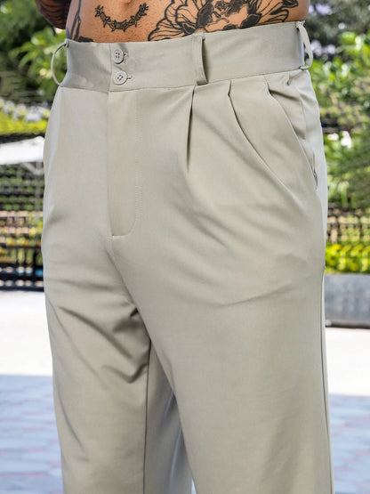 House Of Koala Grey Baggy fit Street Savvy Double Pleated Korean Trousers