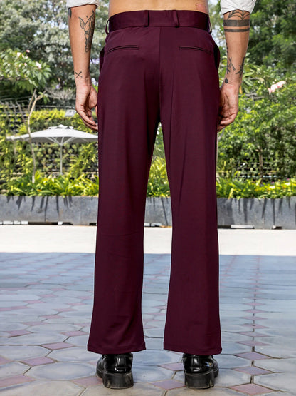 House Of Koala Wine Baggy fit Street Savvy Double Pleated Korean Trousers
