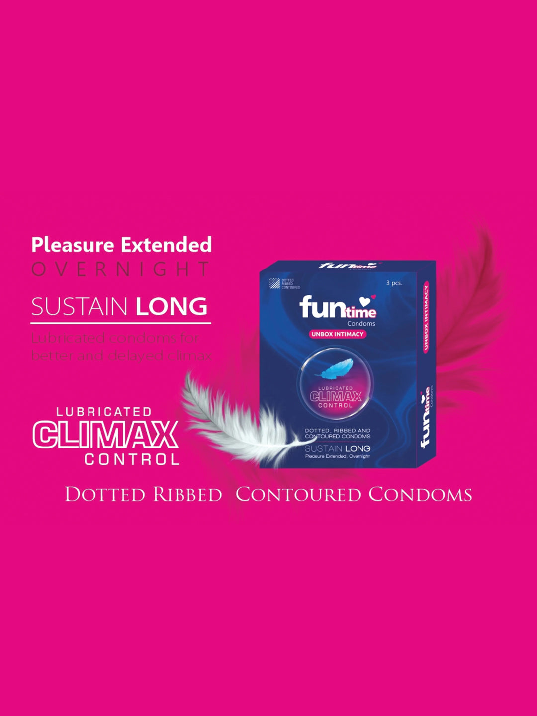 Funtime Dotted Ribbed and Contoured Climax Control Condoms