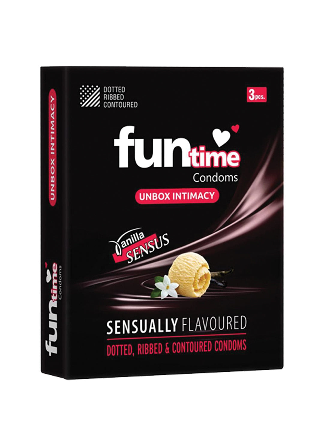 Funtime Dotted Ribbed and Contoured Condoms Vanilla Sensus Flavoured Condoms