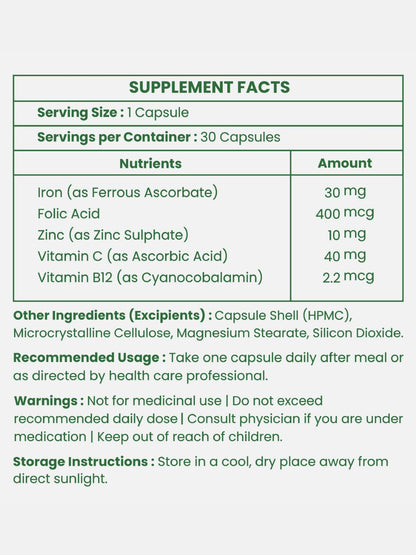 Leeforia Iron and Folic Acid Capsule 30