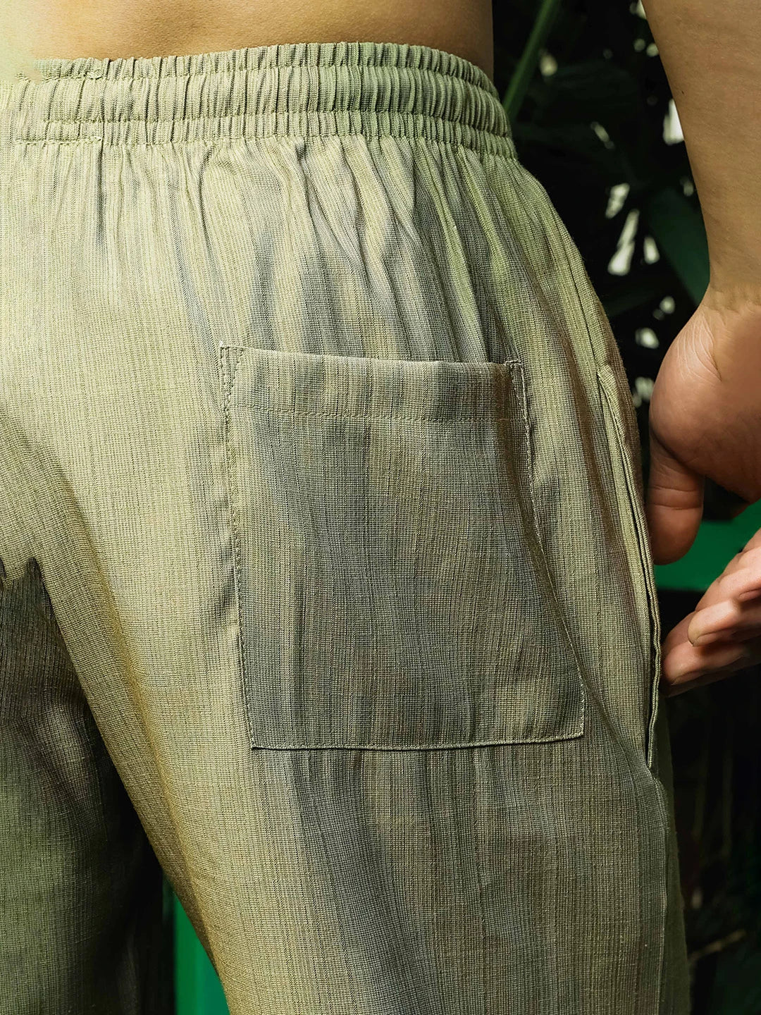 House Of Koala Olive Solid Relaxed Fit All Day Premium Trousers