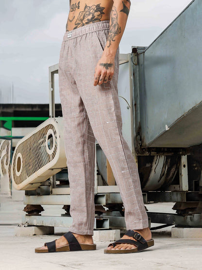 House Of Koala Beige Linen Blend Embroidered Relaxed Fit All Day Pants