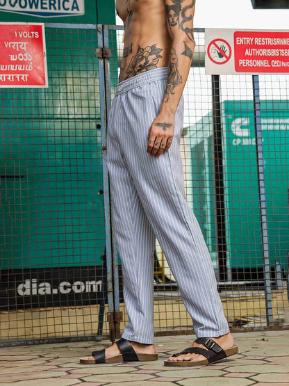 House Of Koala Grey Striped Textured Relaxed Fit All Day Pants